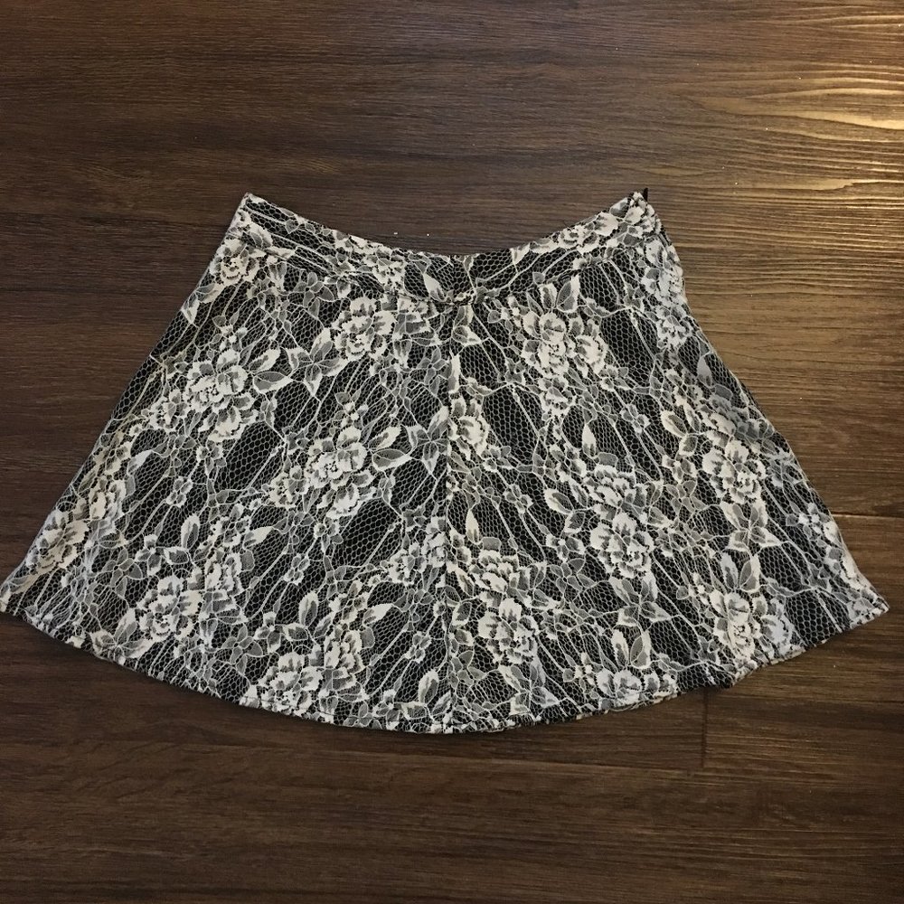 Black and White Lace Skirt